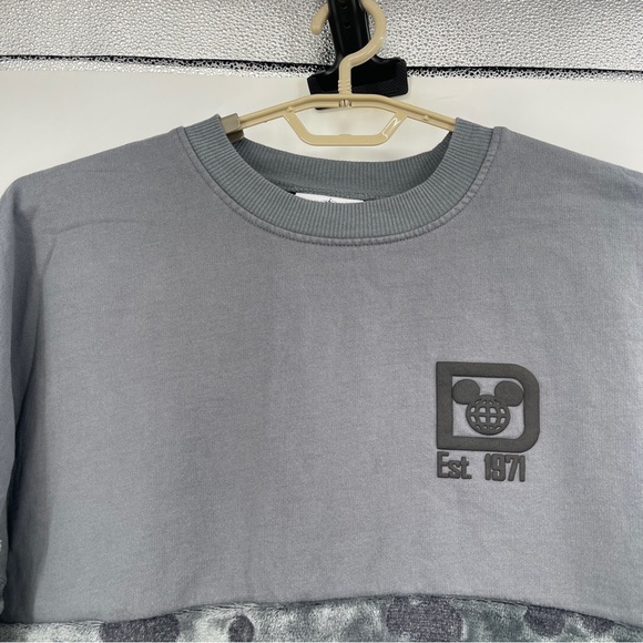 Walt Disney World Gray Velour Plush Spirit Jersey Pullover Sweatshirt Top - Picture 3 of 12